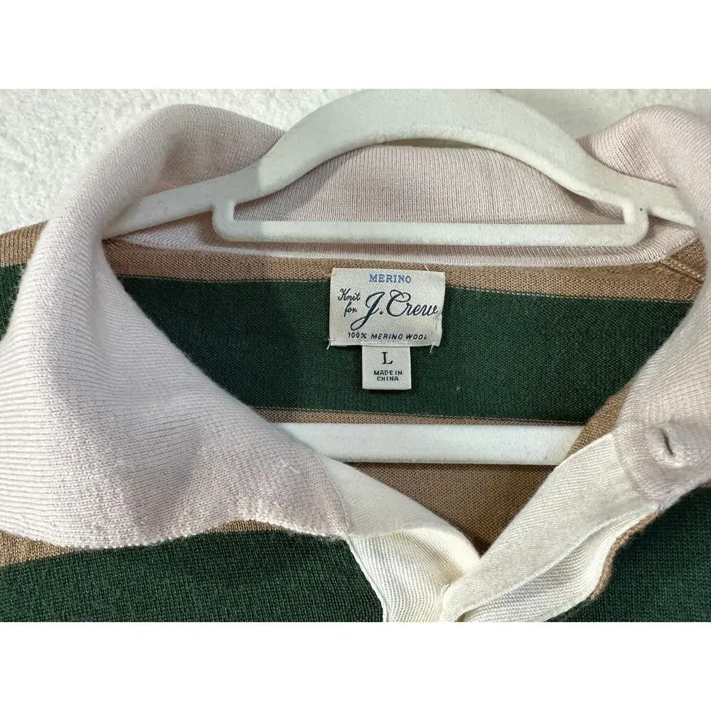 J.Crew Men's Rugged Merino Wool Rugby Sweater SZ L Fall Vibes Academia